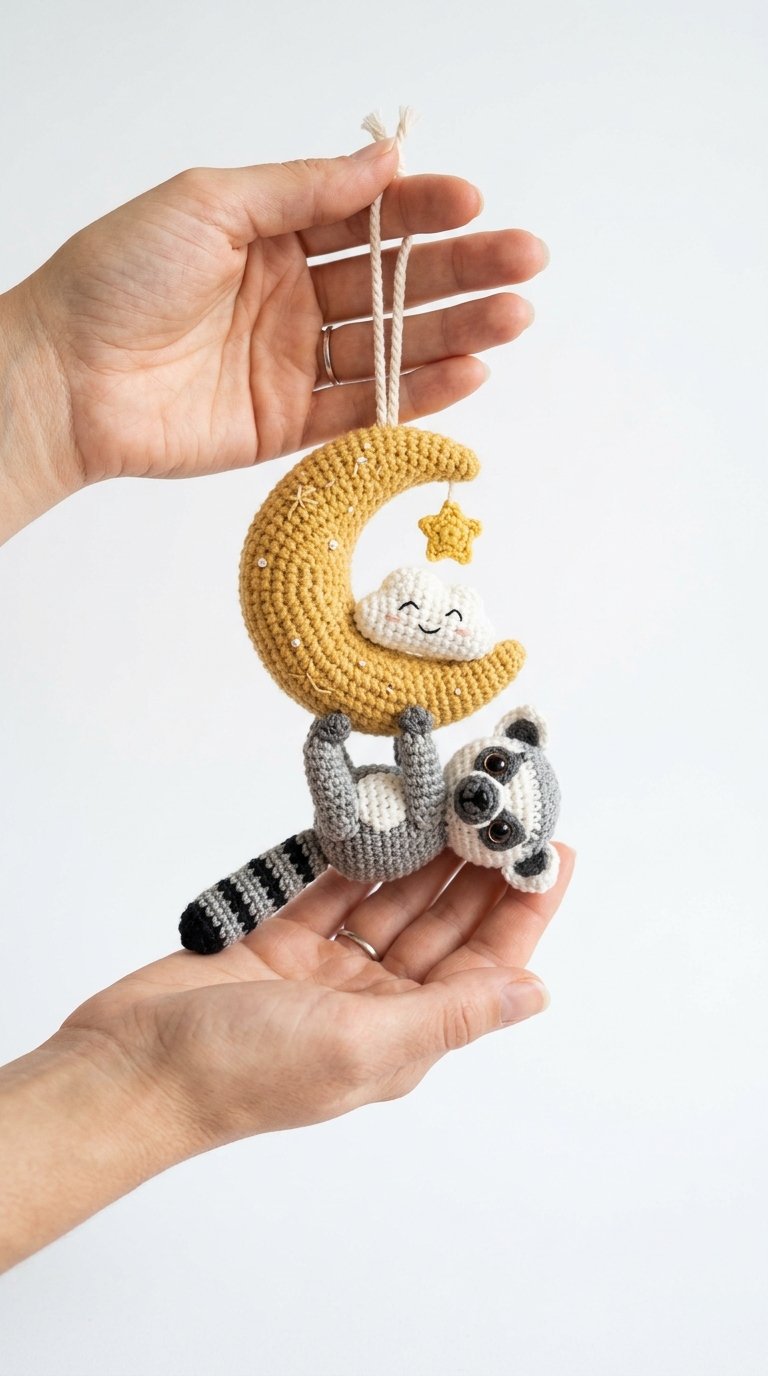 How to Crochet Lemur Hanging From Moon Crochet