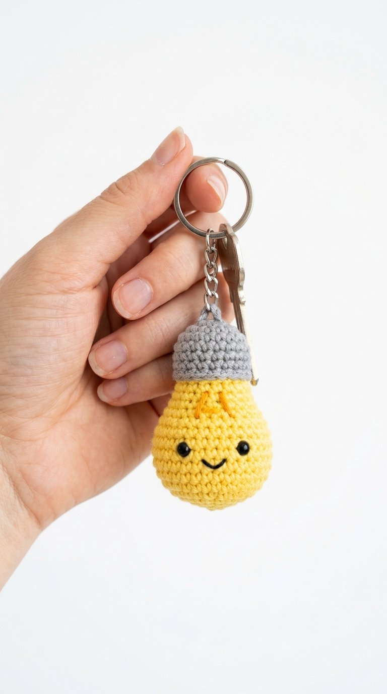 Light Bulb Crochet Keychain Hand - Handmade Pattern