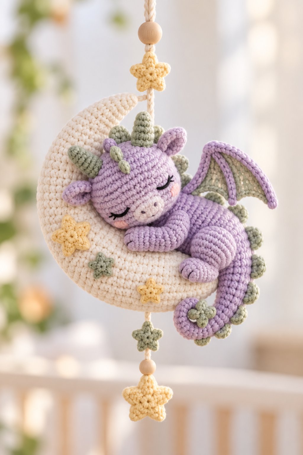 Lilac Dragon On Moon - Crochet Pattern