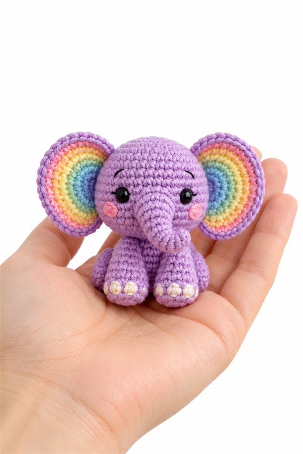 Lilac Elephant With Rainbow Ears - Amigurumi Pattern