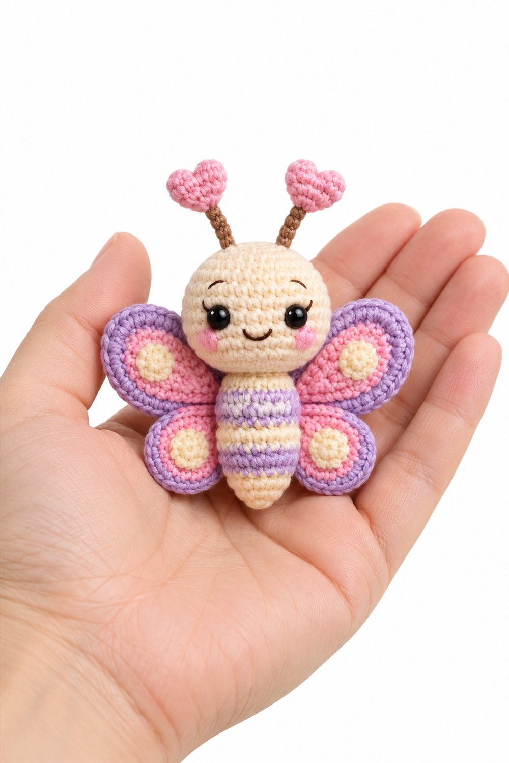 Little Butterfly With Heart Antennas - Amigurumi Pattern