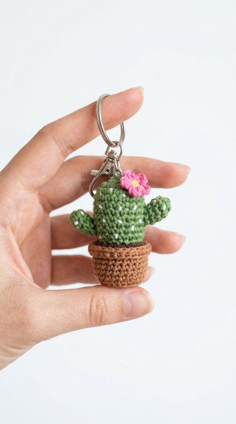 Little Cactus Keychain Crochet - Handmade Pattern