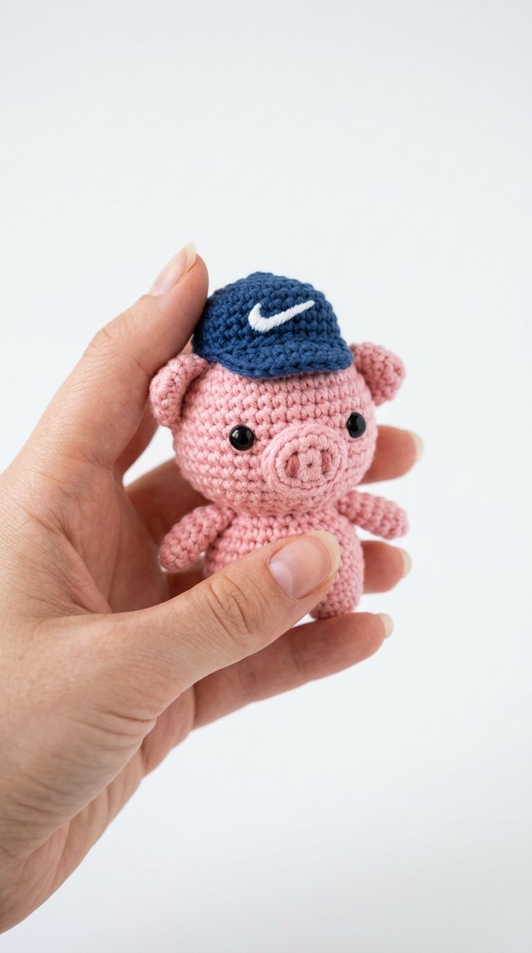 How to Crochet Little Pig Wearing Nike Cap