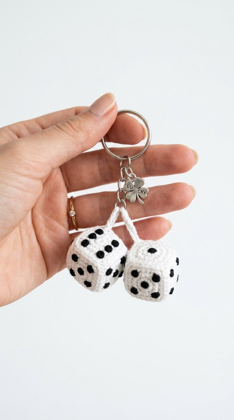Lucky Dice Crochet Keychain - PDF Pattern