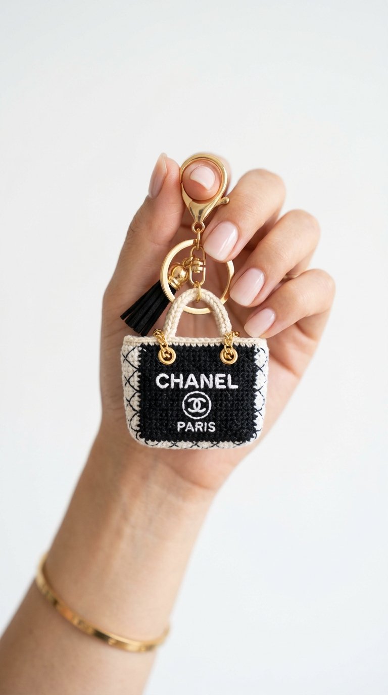 Luxury Shopping Bag Keychain - Crochet Pattern