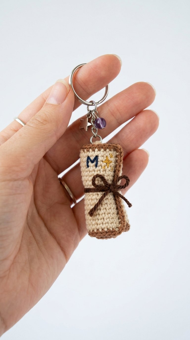 Magic Spell Scroll Crochet Keychain - PDF Pattern