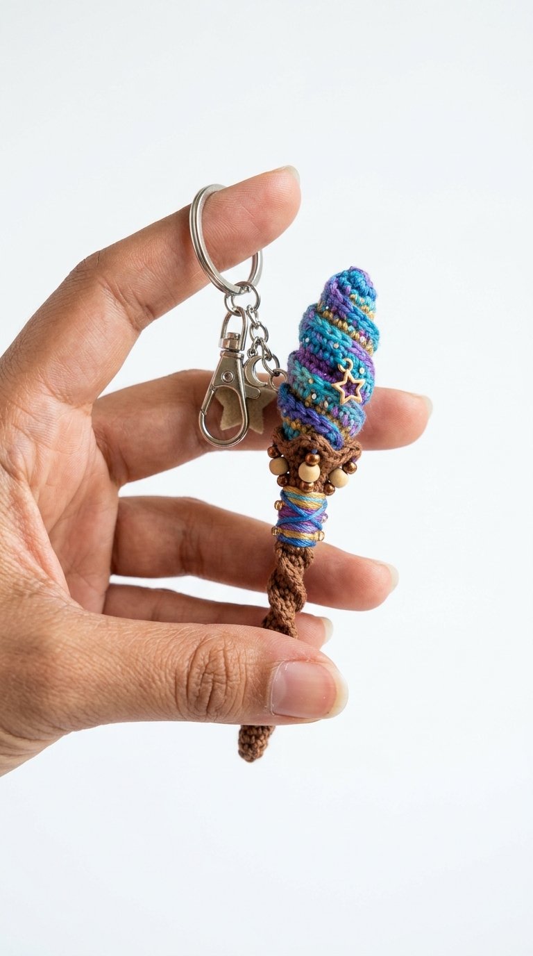 Magic Staff Crochet Keychain - Crochet Pattern