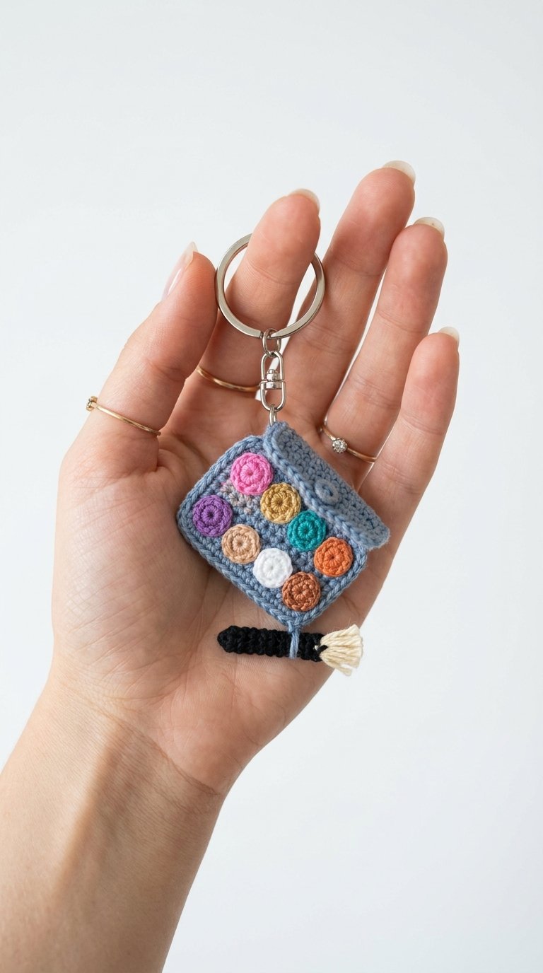 Makeup Palette Crochet Keychain - Step by Step