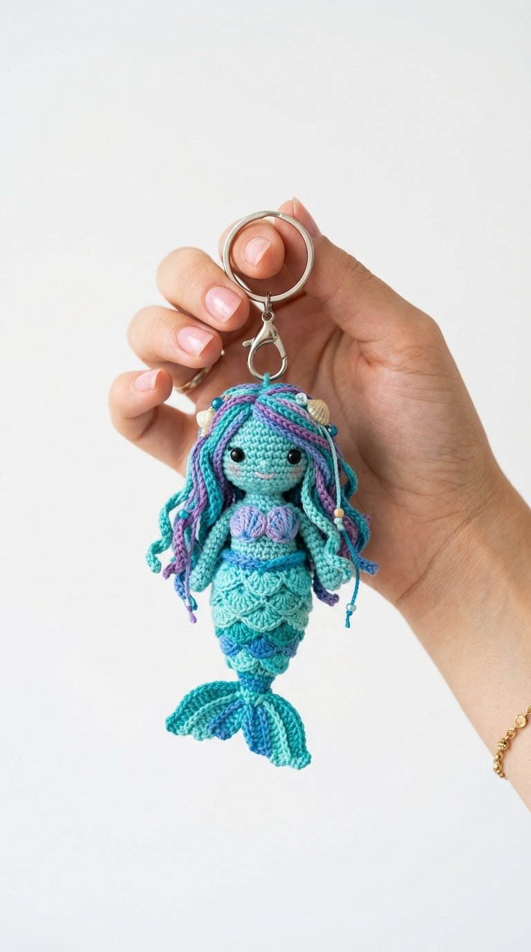 Crochet Mermaid Crochet Keychain In Hand - Pattern