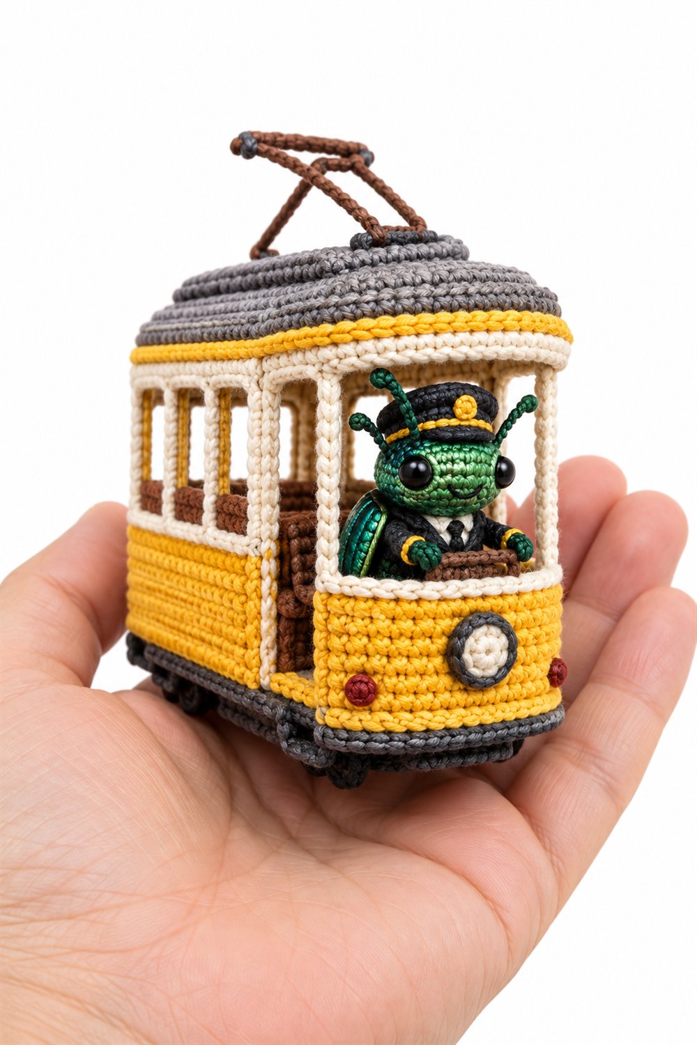How to Crochet Metallic Green Jewel Beetle Tram Driver
