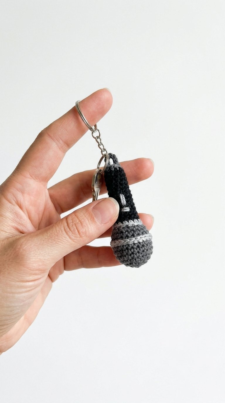 Microphone Crochet Keychain In Hand - Amigurumi Pattern