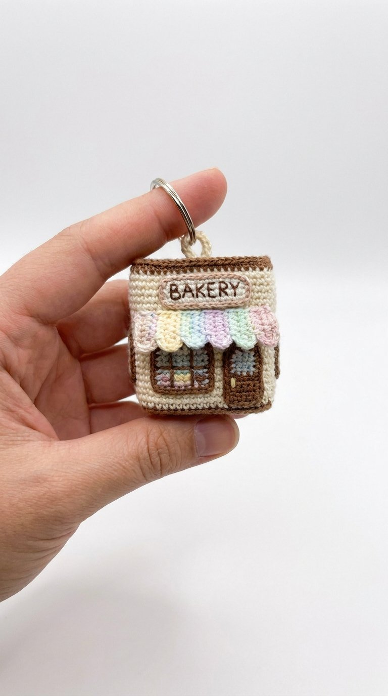 Mini Bakery Keychain In Hand - Crochet Pattern