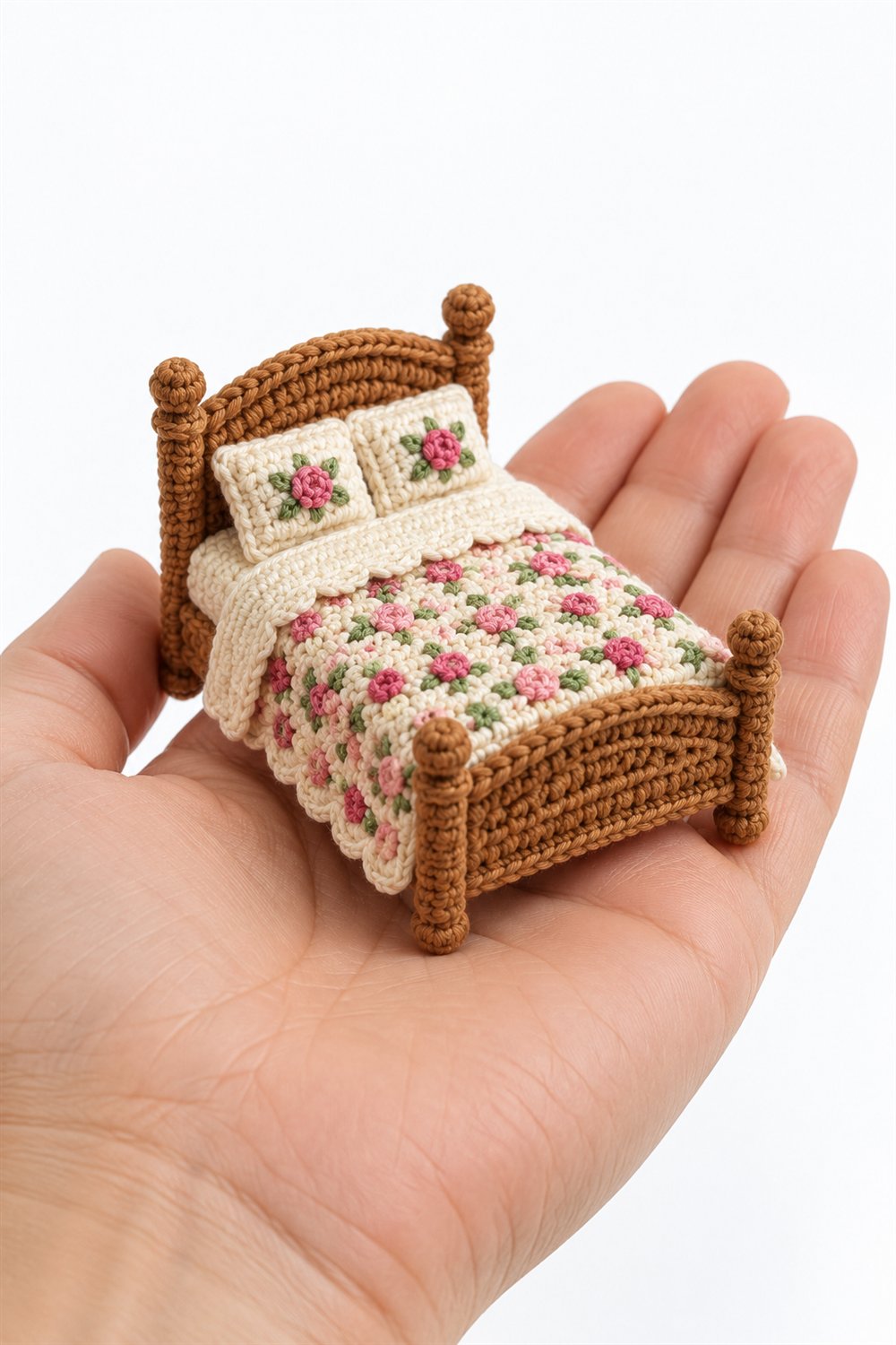 DIY Mini Bed With Floral Quilt - Crochet Tutorial