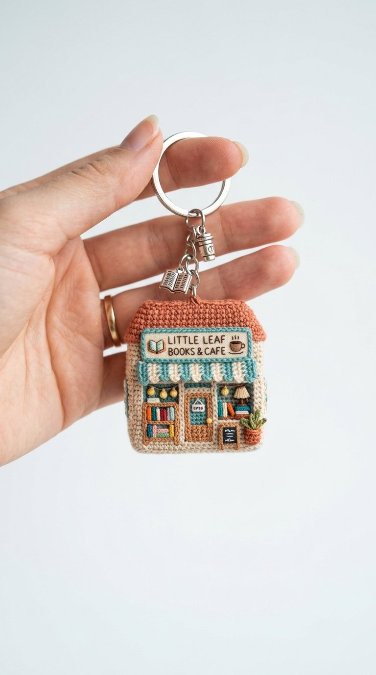 DIY Mini Bookstore Cafe Crochet Keyc - Crochet Tutorial
