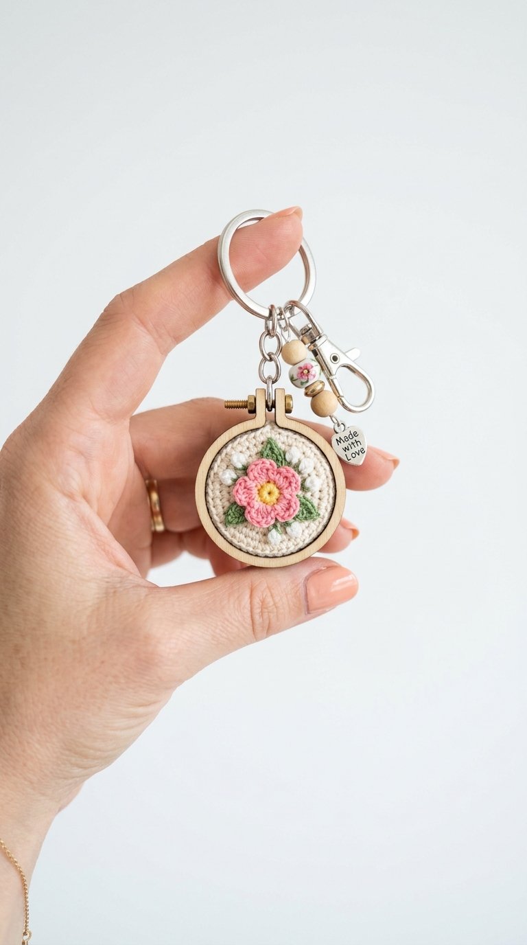 Mini Embroidery Hoop Keychain - Step by Step