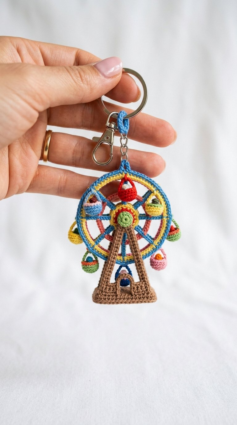 Crochet Mini Ferris Wheel Crochet Keychain - Pattern