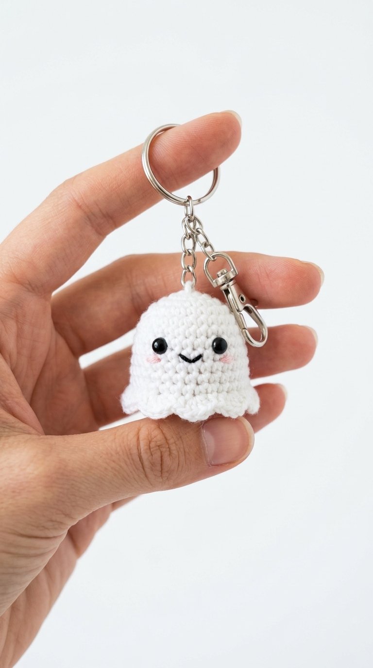 Mini Ghost Keychain Amigurumi Crochet Guide