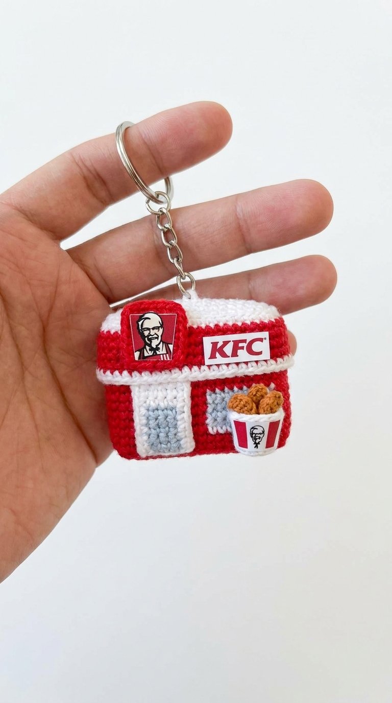 Mini Kfc Keychain In Hand - Amigurumi Pattern