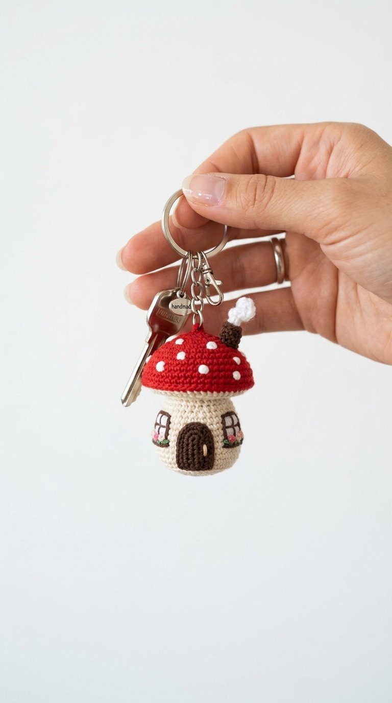 Crochet Mini Mushroom House Crochet Keyc - Pattern
