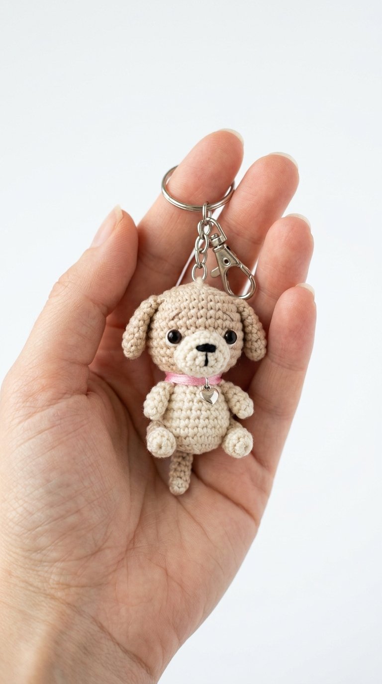 Mini Puppy Keychain Amigurumi - Step by Step