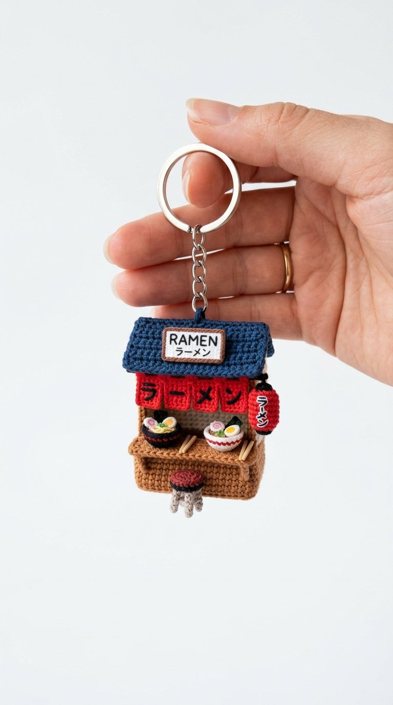 DIY Mini Ramen Stand Crochet Keychain - Crochet Tutorial