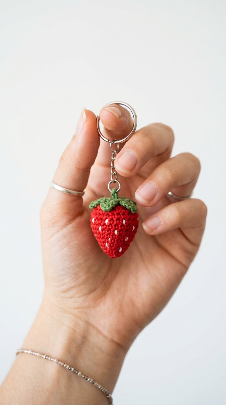 Crochet Mini Strawberry Keychain Crochet - Pattern