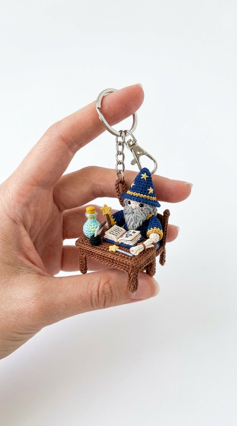 Mini Wizard Desk Crochet Keychain - Easy Crochet