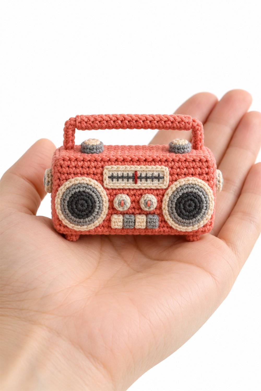 Crochet Miniature Coral Boombox With Two Speakers - Pattern