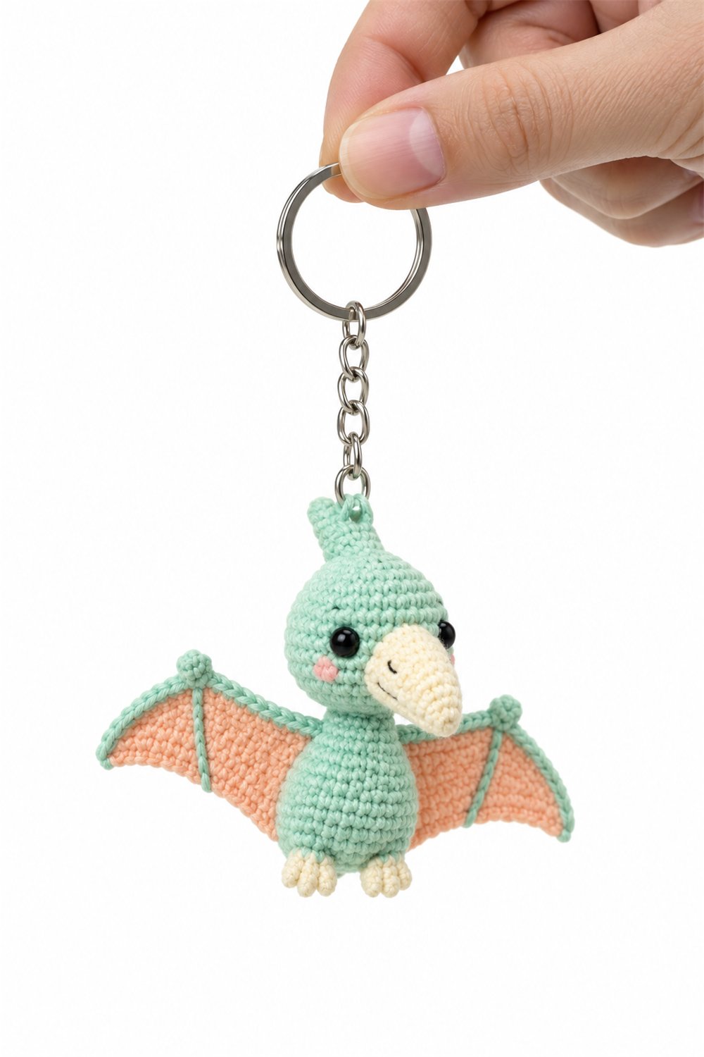 Mint Pterodactyl Keychain - Handmade Pattern