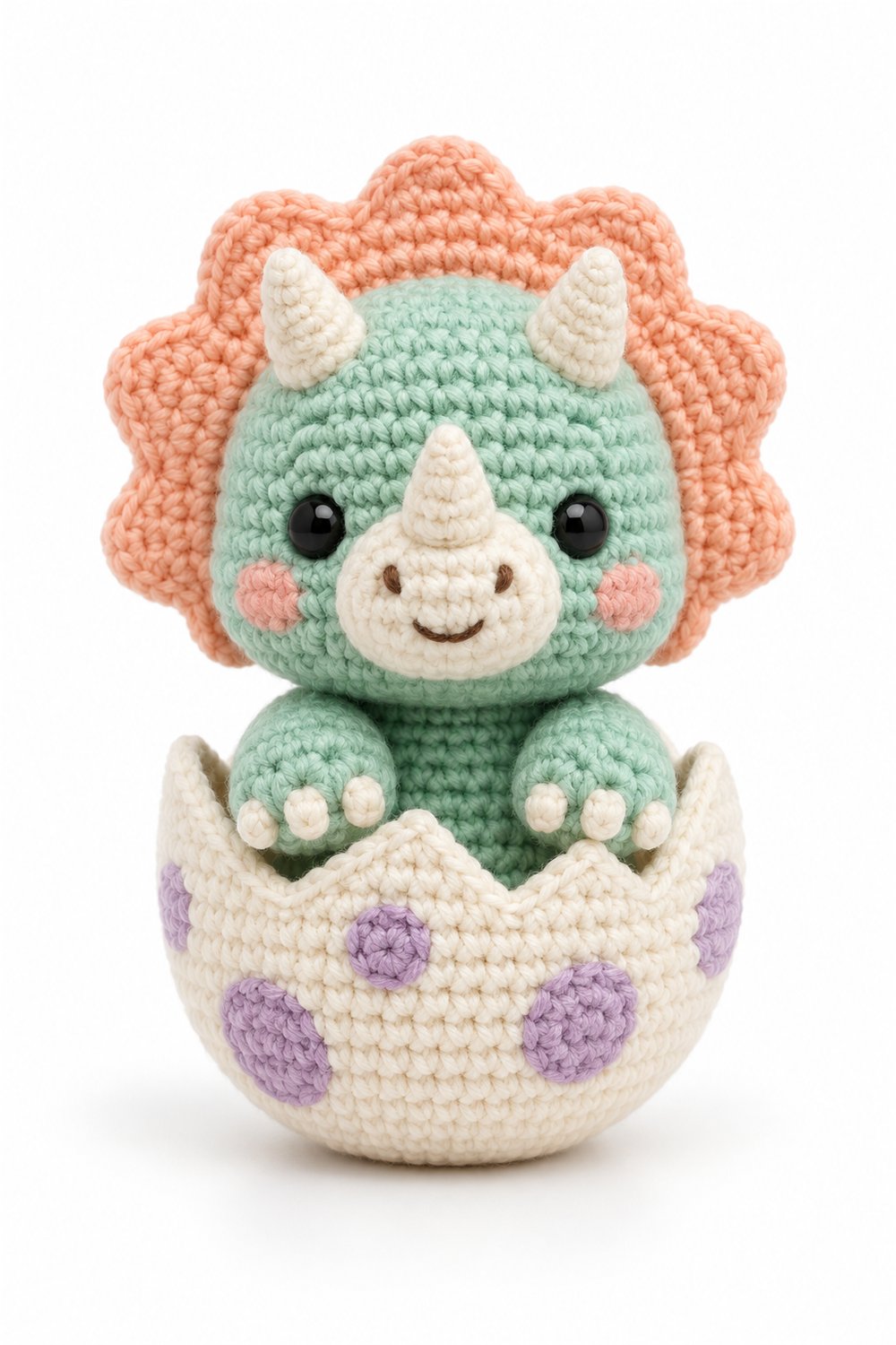 Mint Triceratops With Egg - Easy Crochet