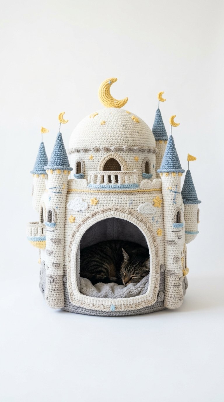Moon Castle Crochet Cat House - Handmade Pattern