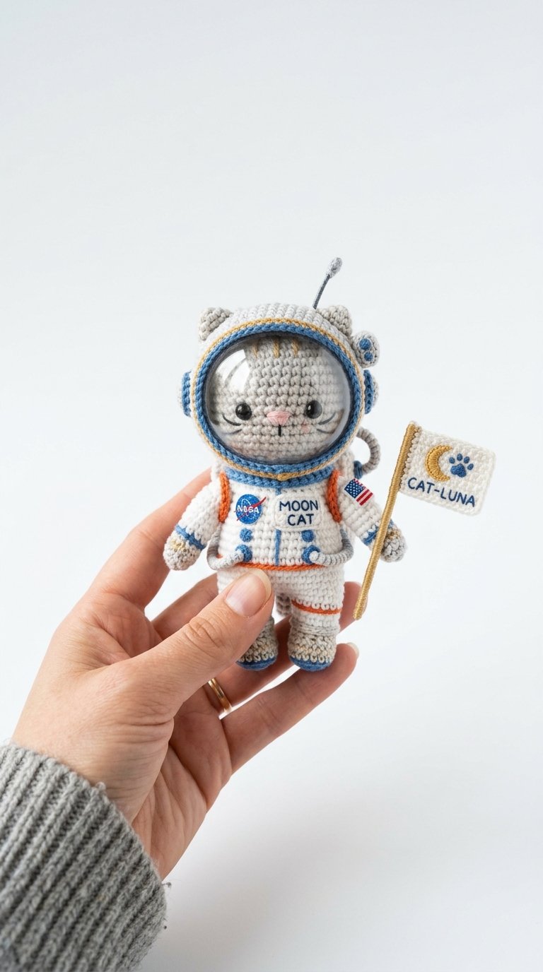 Moon Explorer Cat Crochet Amigurumi - PDF Pattern