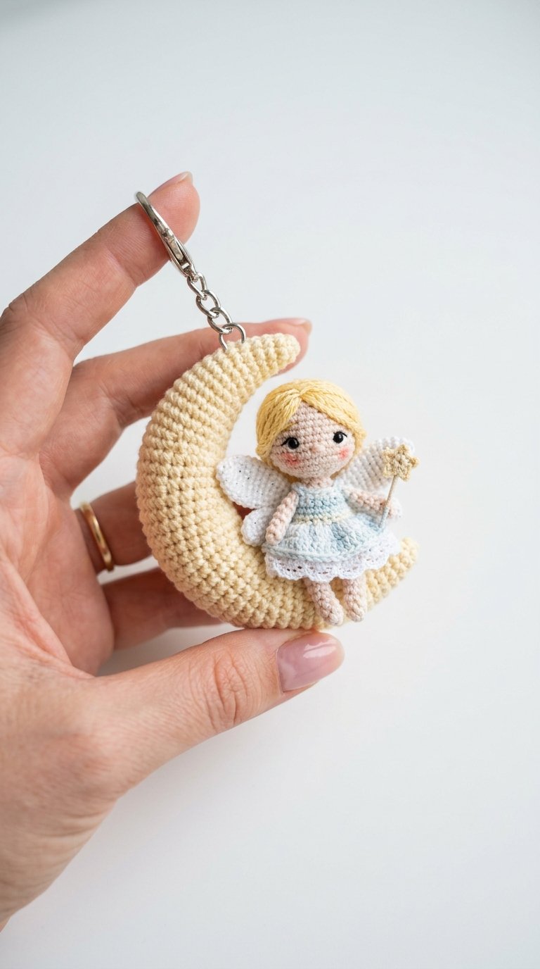 Moon Fairy Crochet Keychain - Amigurumi Pattern