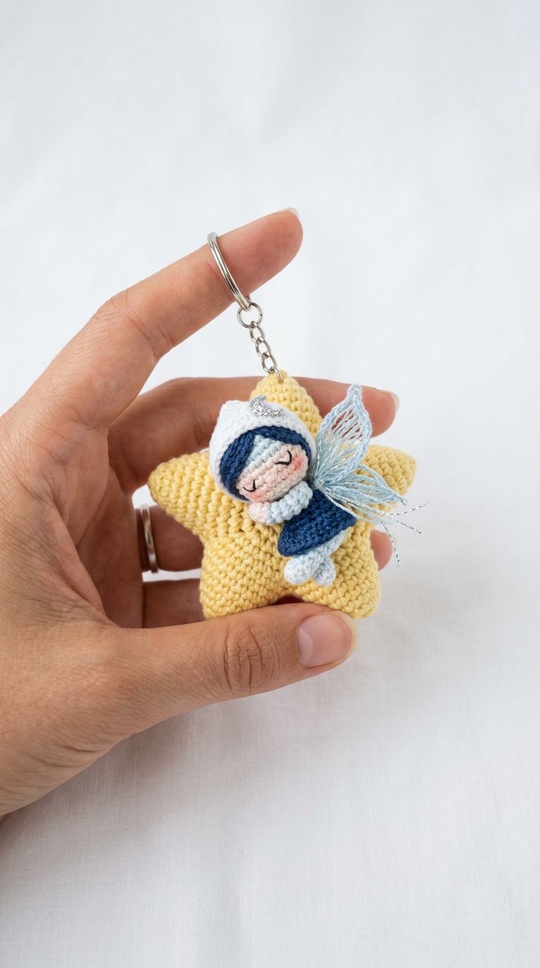 How to Crochet Moon Fairy Sleeping On Keychain