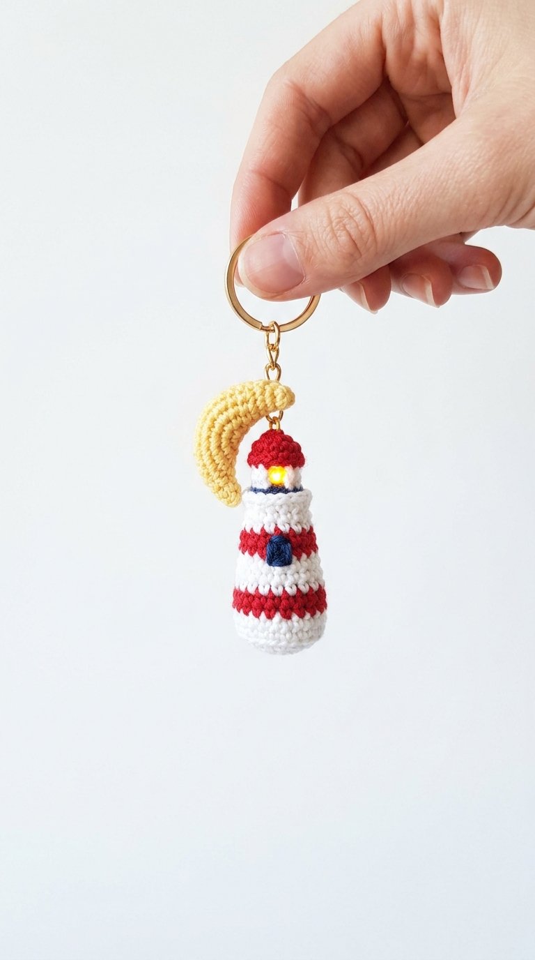 DIY Moon Lighthouse Crochet Keychain - Crochet Tutorial