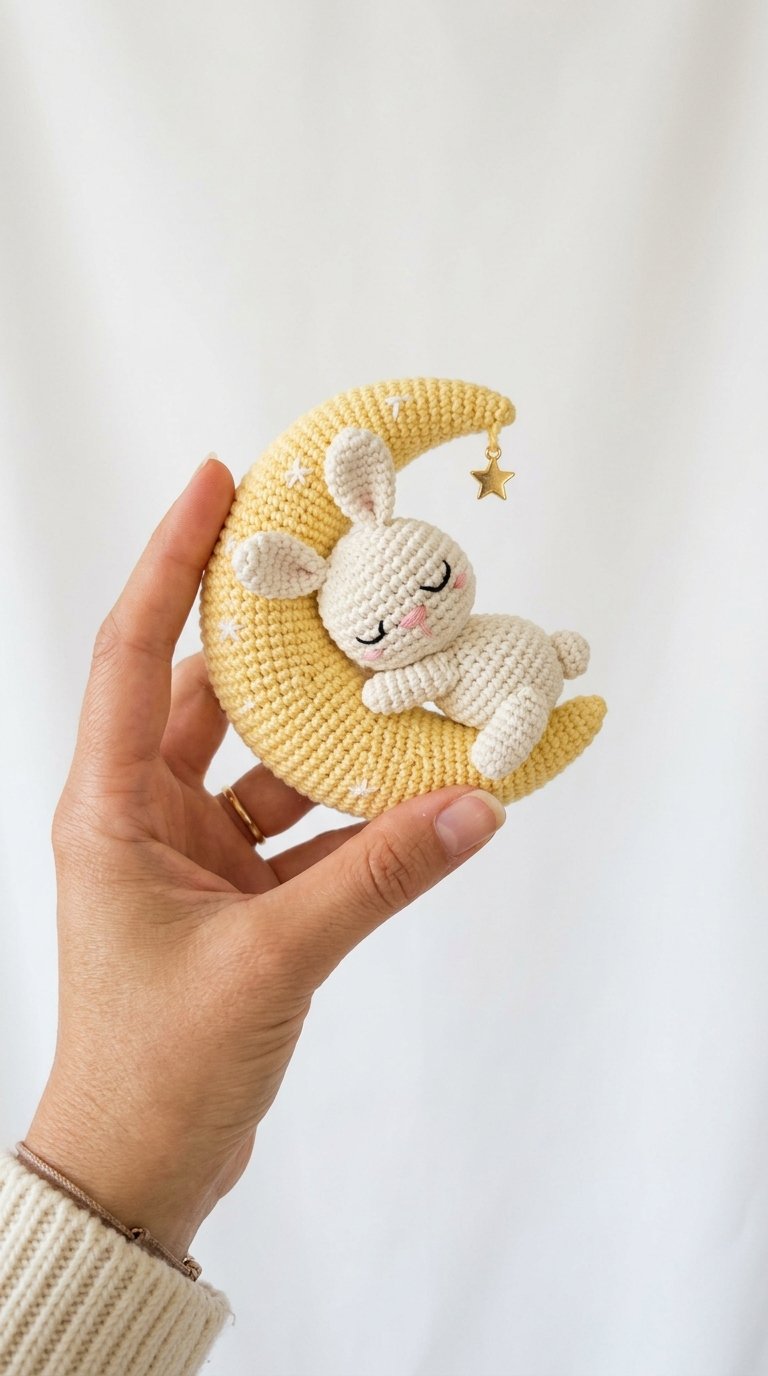 Moon Sleeping Bunny Crochet Amig - Handmade Pattern