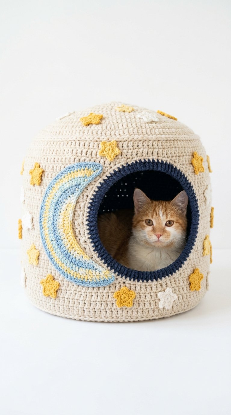 Moon Stars Crochet Cat House - Easy Crochet