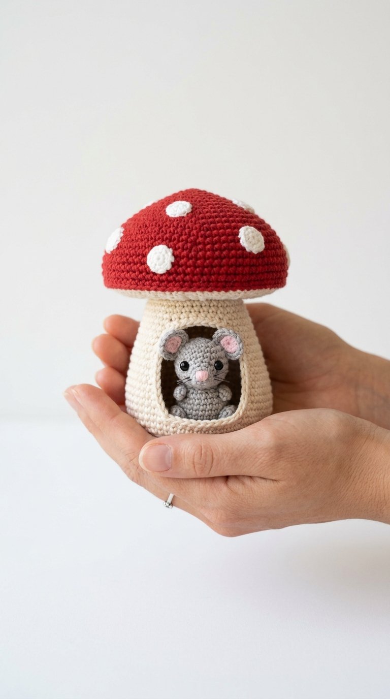 Crochet Mouse Inside Mushroom House Crochet - Pattern