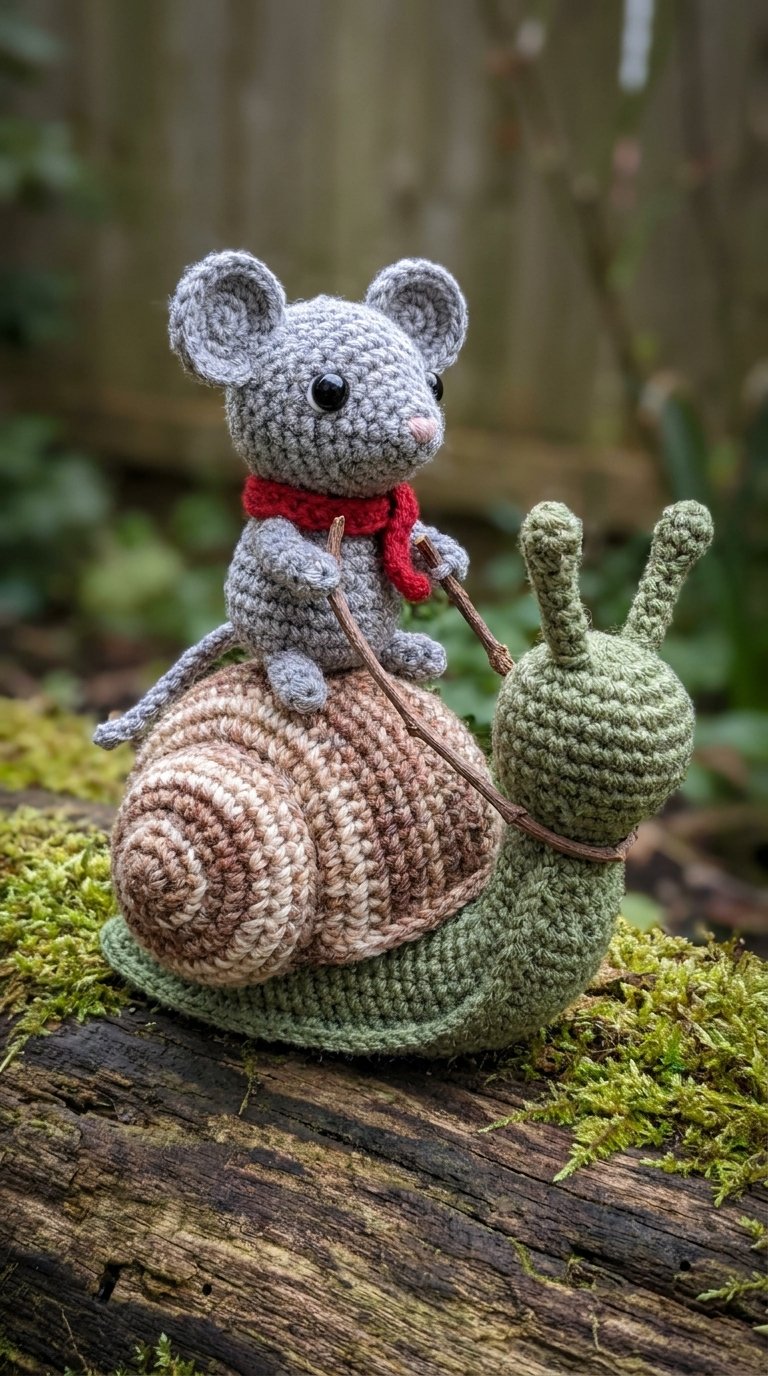 DIY Mouse Riding Snail Crochet - Crochet Tutorial
