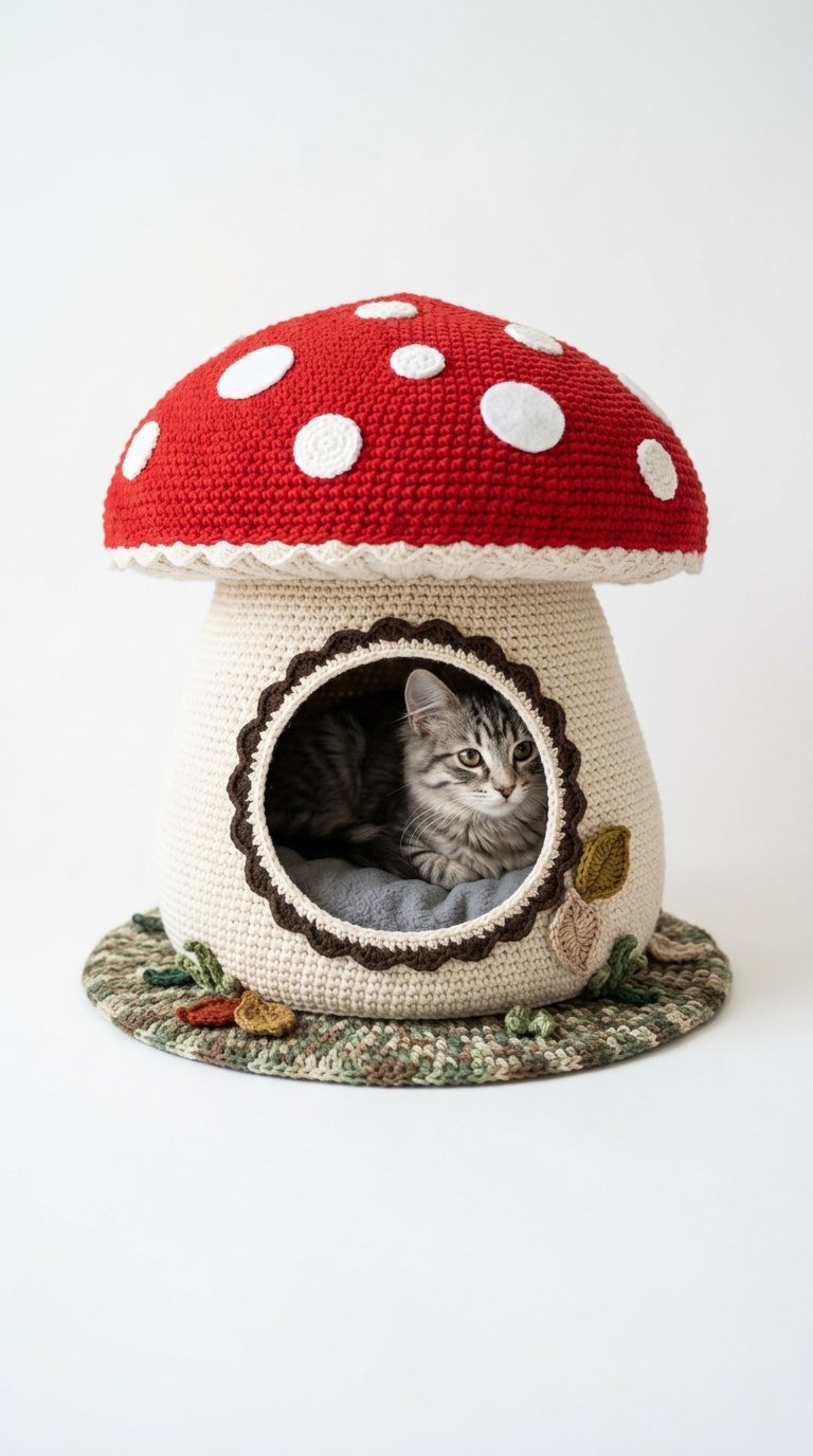 How to Crochet Mushroom Crochet Cat House
