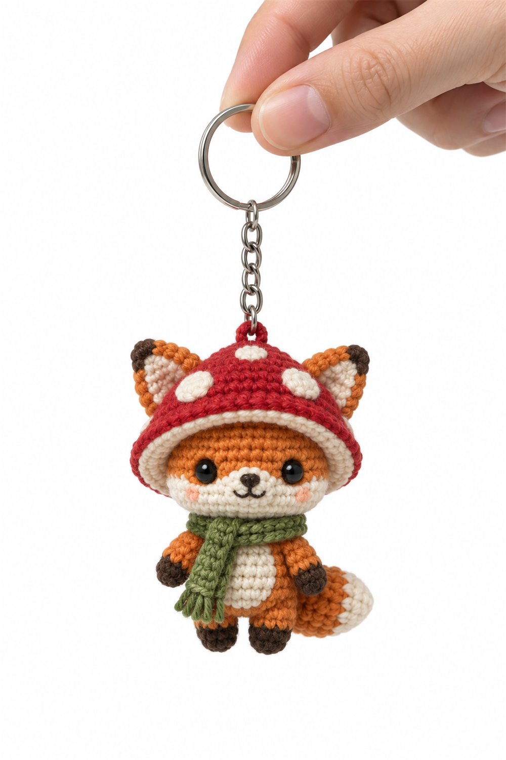 Mushroom Fox Keychain - Handmade Pattern