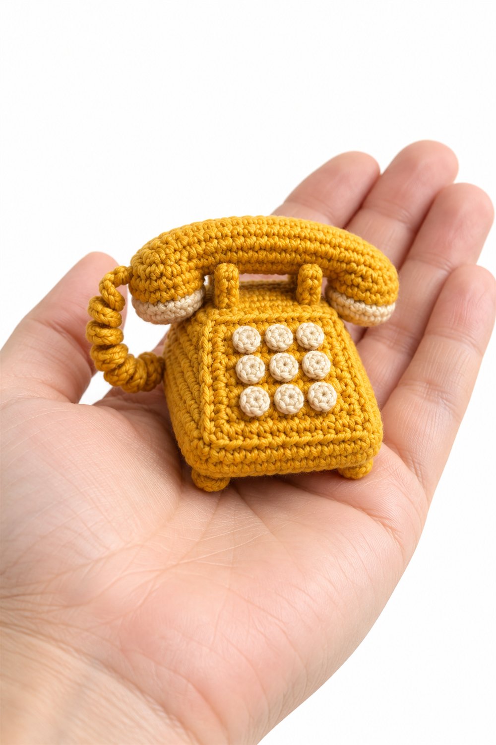 Mustard Push Button Telephone - Crochet Pattern