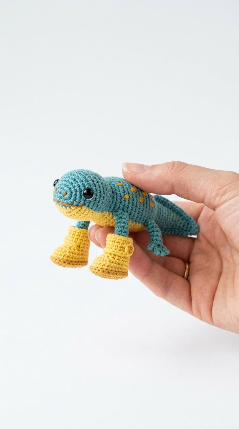 Newt Wearing Rain Boots Crochet - Handmade Pattern