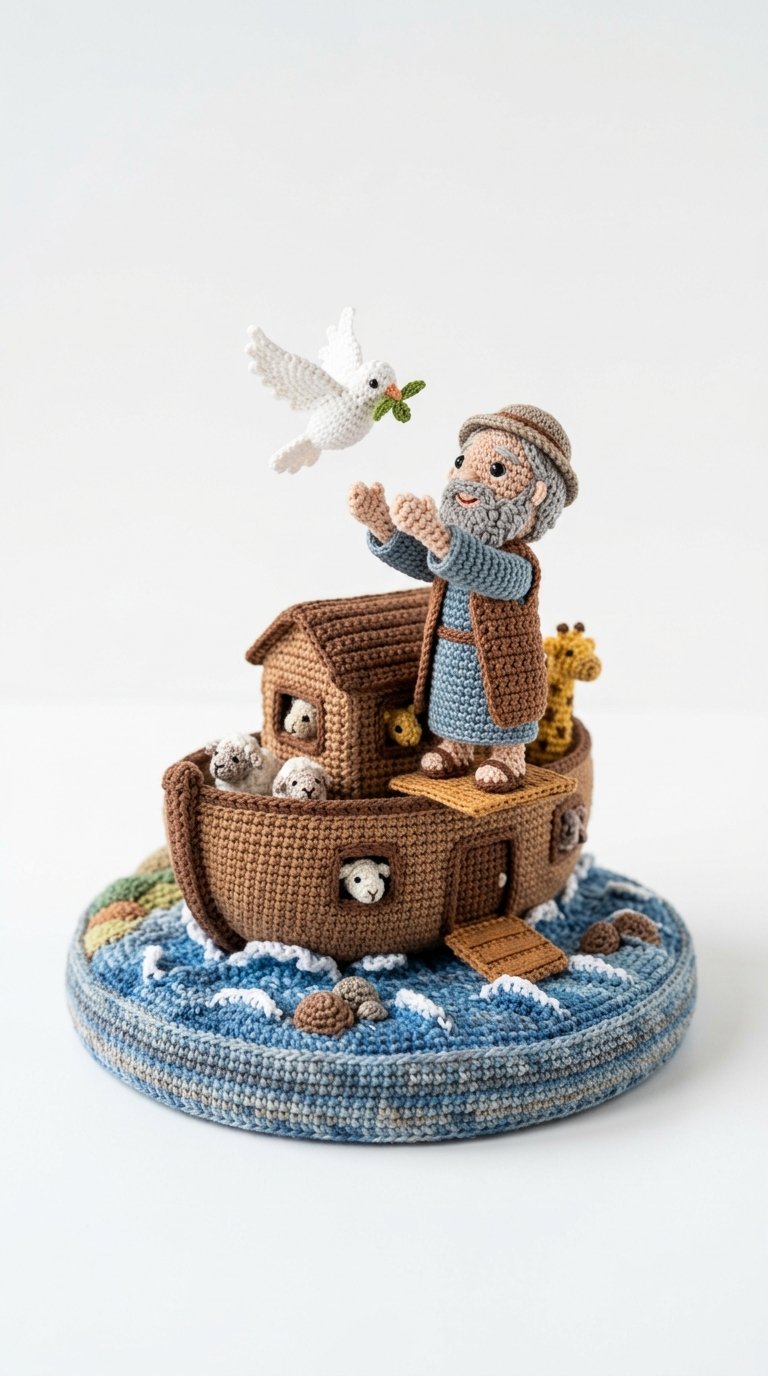 Noah Releasing Crochet Dove Diorama Crochet Guide