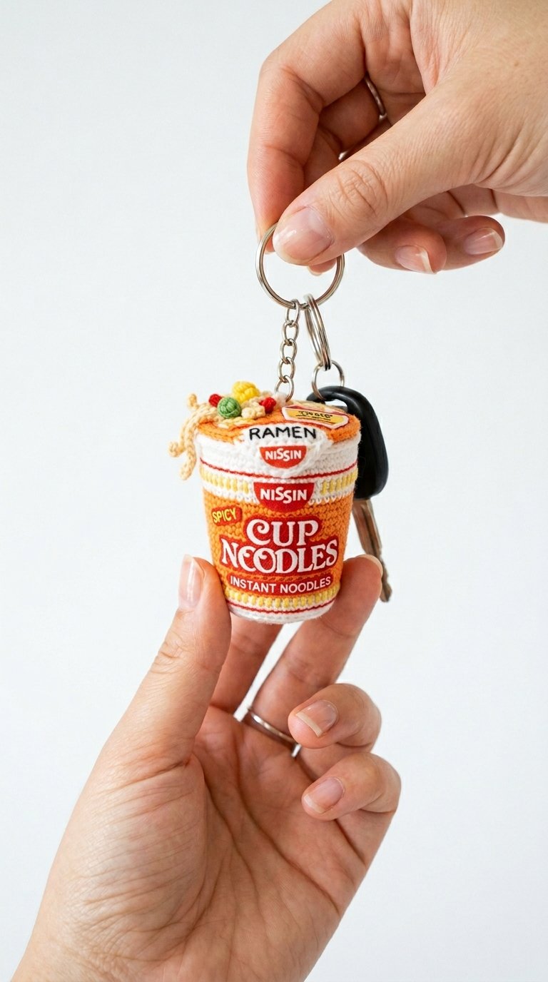 Noodle Cup Crochet Keychain - PDF Pattern