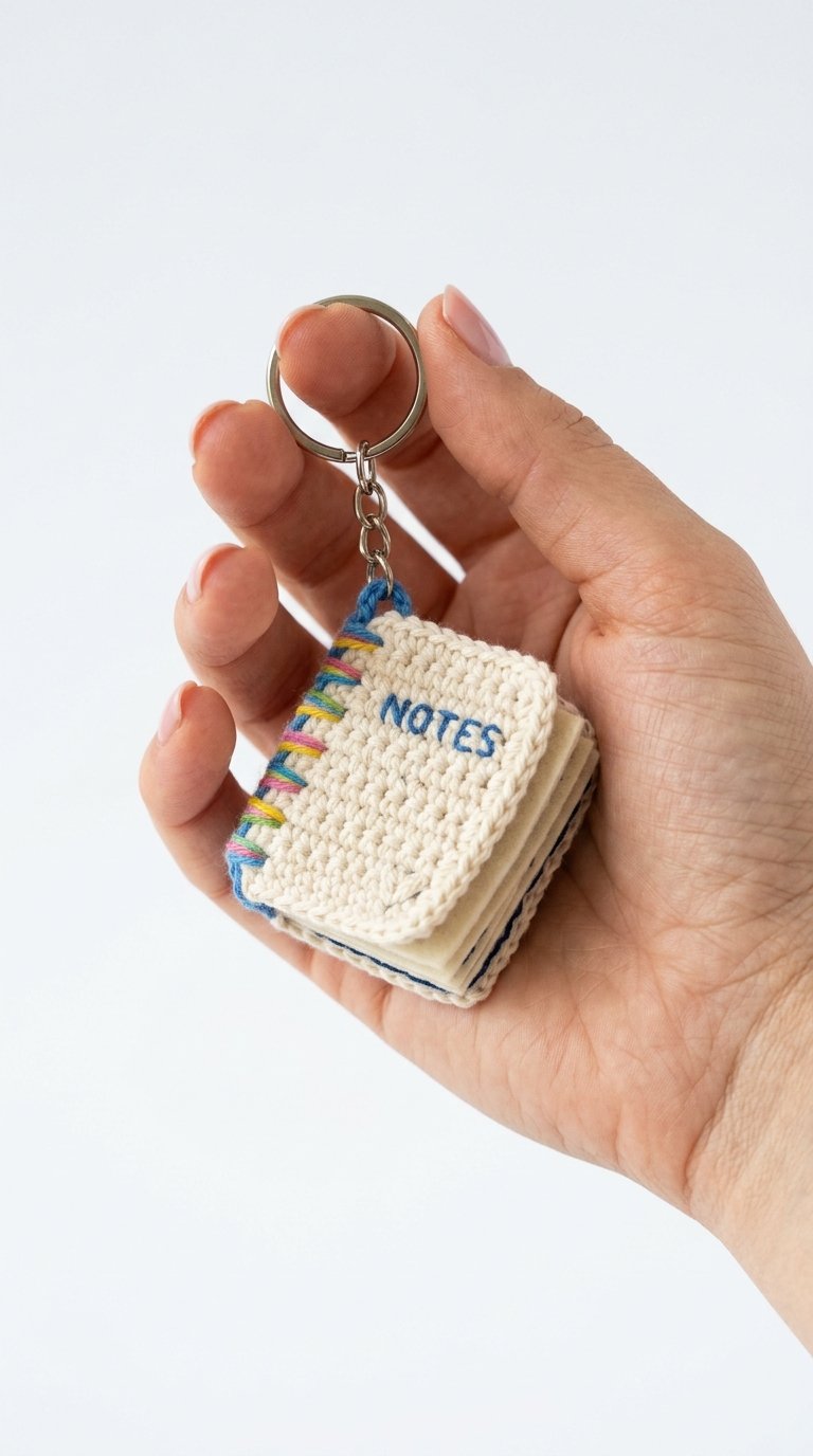 Notebook Crochet Keychain In Hand - Amigurumi Pattern