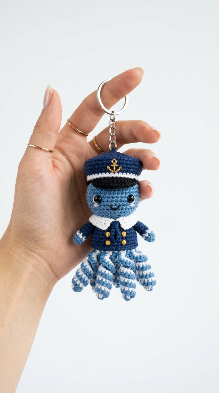 DIY Octopus Captain Crochet Keychain - Crochet Tutorial