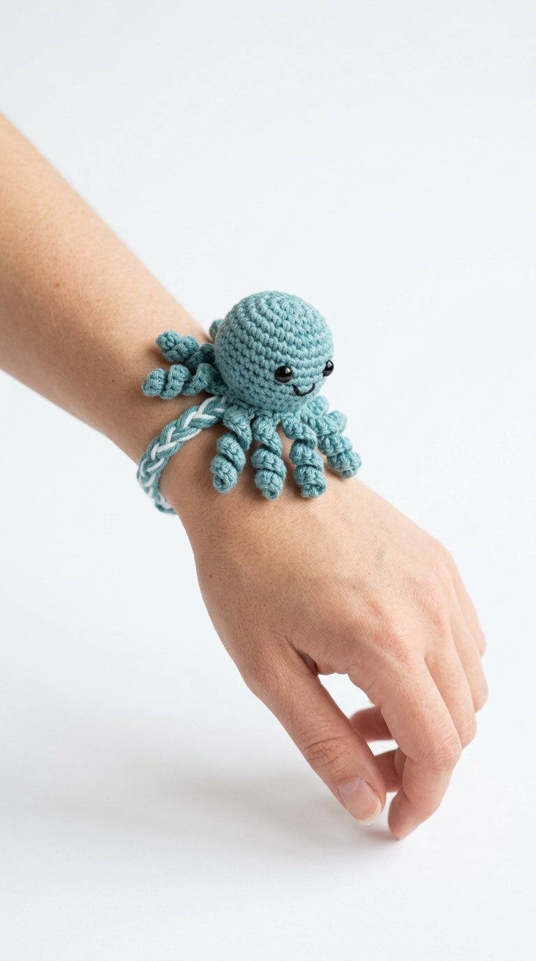 Crochet Octopus Crochet Bracelet On Wrist - Pattern