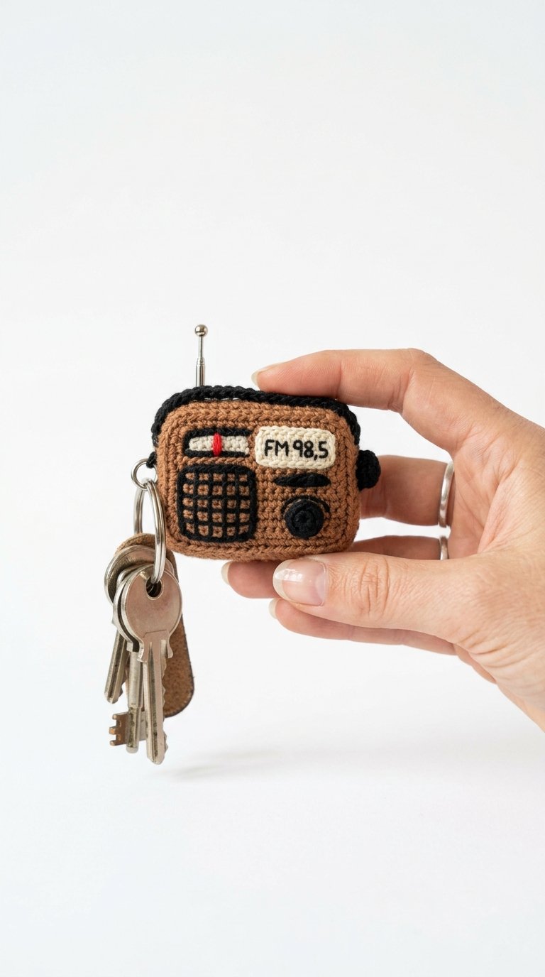 Old Radio Crochet Keychain - Handmade Pattern