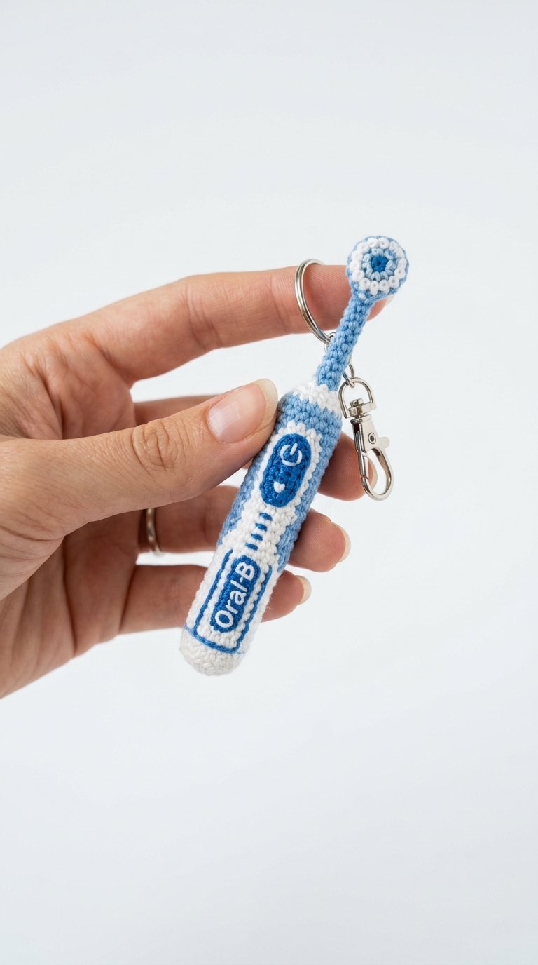 Crochet Oral B Toothbrush Crochet Keychain - Pattern